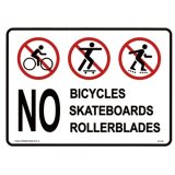 画像: 看板/プラサインボード 自転車、スケボー、ローラーブレード禁止 No Bicycles Skateboards Rollerblades